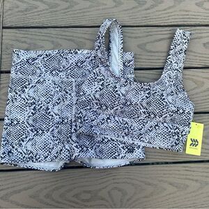 NWT All in Motion swimwear/ workout set size small grey cheetah print
